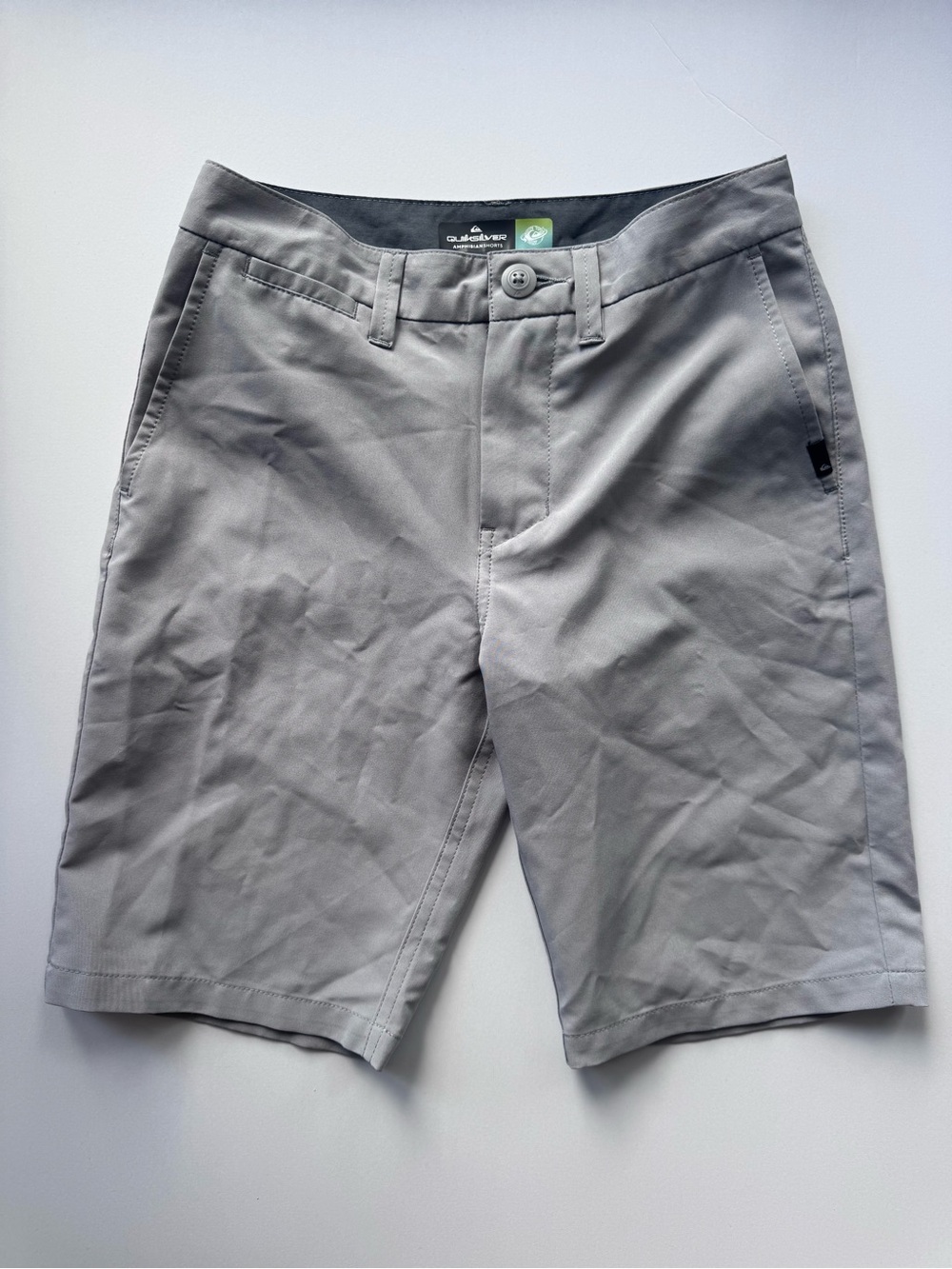 Quiksilver Amphibian Shorts Light Gray Flat Front Boys Quick Dry
